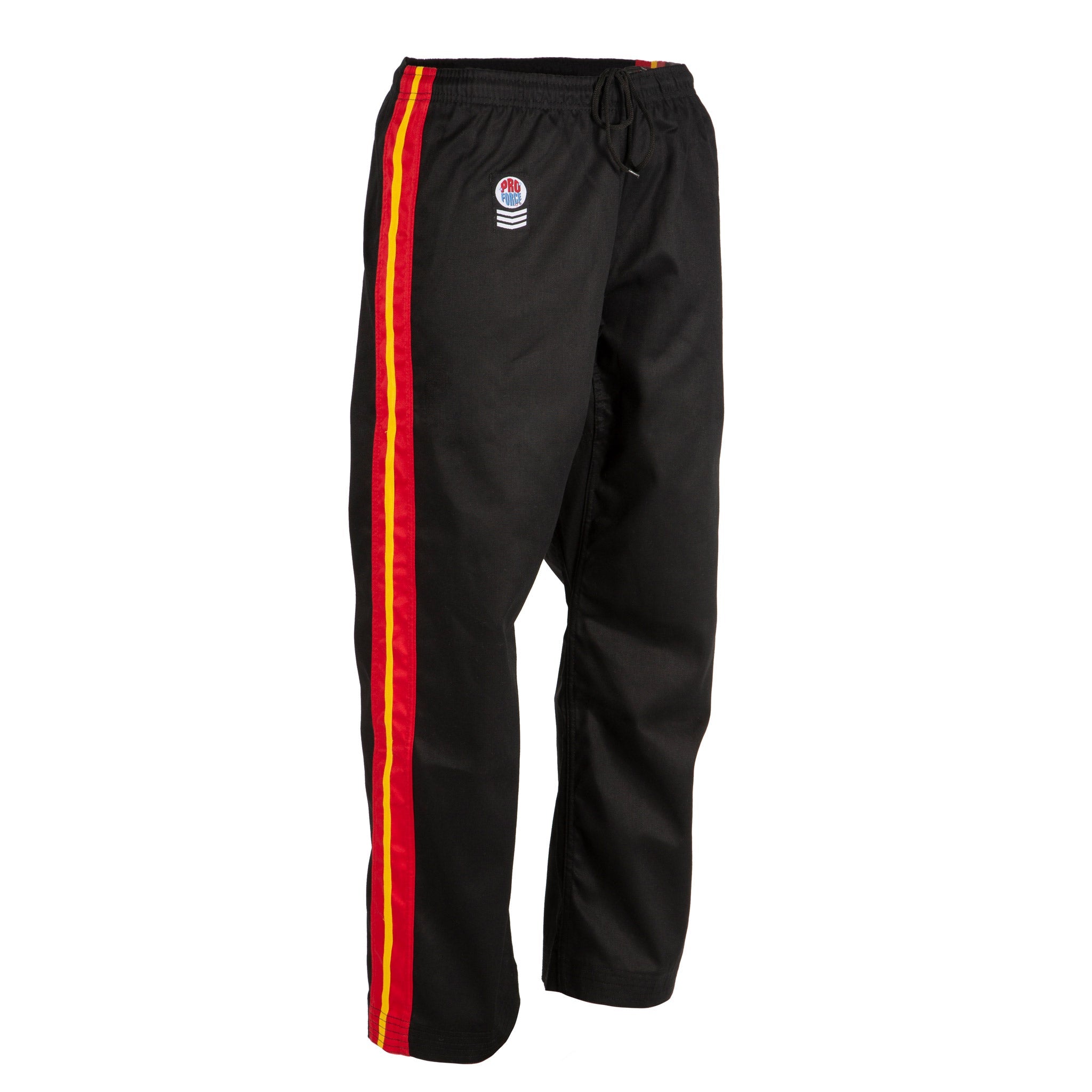 Black pants with yellow stripe top