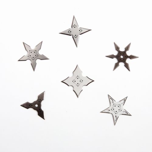 Silver Finish Throwing Star Set (6 Piece Set)