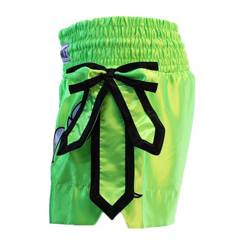 ProForce Sport® Angel Wing Muay Thai Shorts w/Neon Green Bows
