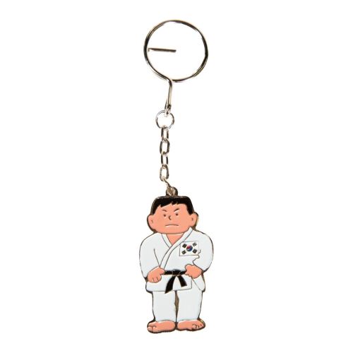 Karate Man with Flag Keychain