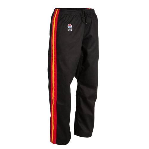 Black trousers with yellow stripe sales