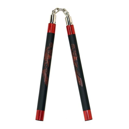 Demo III Black Practice Foam Nunchaku Nunchucks with Red Dragon 3-Link Chain 11"