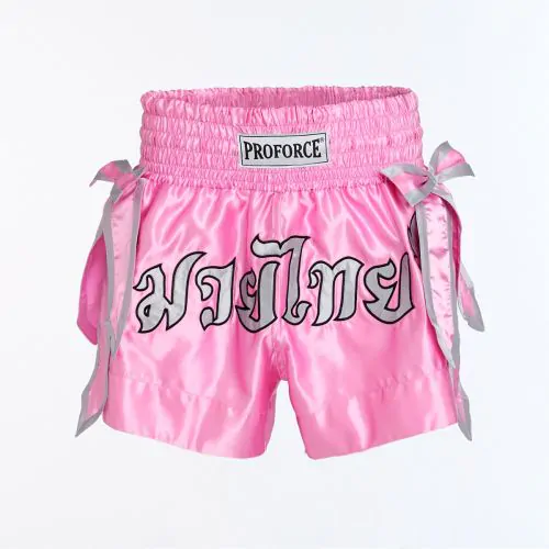 ProForce Sport® Angel Wing Muay Thai Shorts w/Pink Bows