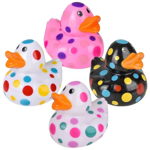 6" Polka Dot Rubber Ducky - Assorted Styles & Colors (Sold Individually)