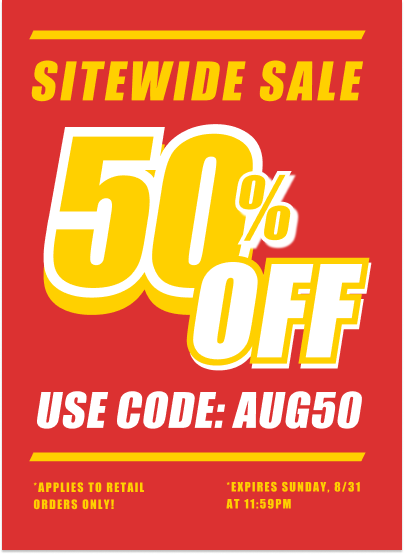 50% off Retail orders using code AUG50. Expires 7/31